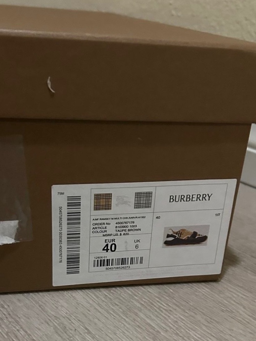 Burberry Beige, Black & White Check Runner Sneakers - Picture 6 of 6